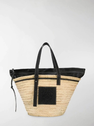 Shop Loewe Woven Basket Bag In Neutrals