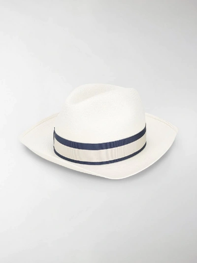 Shop Borsalino Bow-detail Panama Hat In White