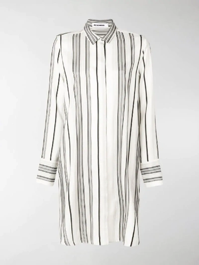 Shop Jil Sander Ginepro Striped Shirt Dress In White