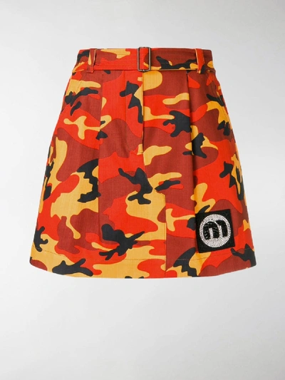 Shop Miu Miu Camouflage Mini Skirt In Orange