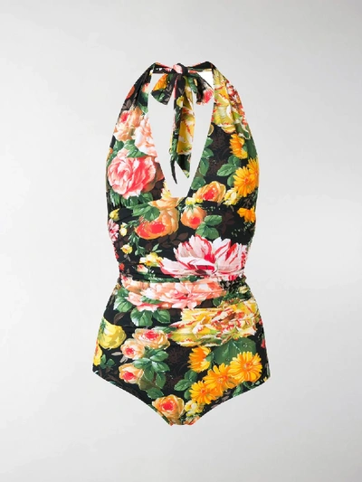 Shop Dolce & Gabbana Floral Print Swimsuit In Multicolour