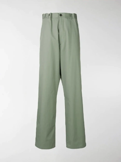 Shop Maison Margiela Loose-fit Cotton Trousers In Green