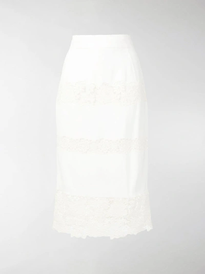 Shop Dolce & Gabbana Lace-trimmed Skirt In White