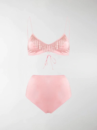 Shop Oseree 20s Pearls Bikini In Pink