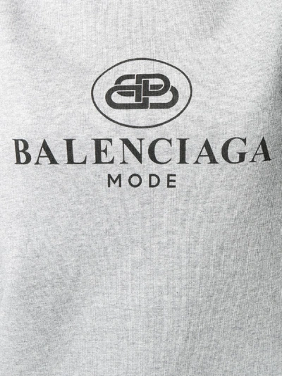 Shop Balenciaga Bb Logo Hoodie In Grey