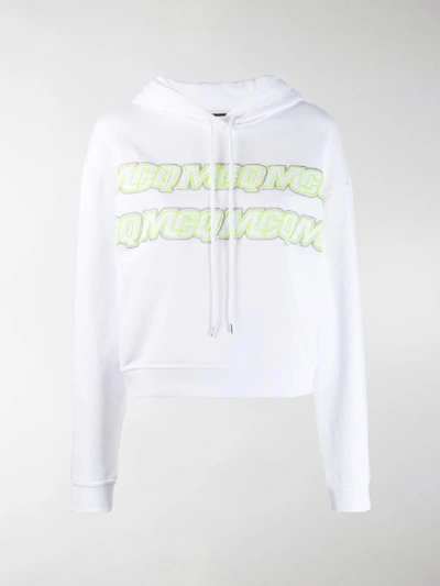 Shop Mcq By Alexander Mcqueen Embroidered Logo Hoodie In White