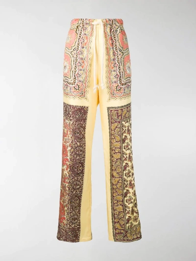 Shop Etro Paisley Printed Palazzo Trousers In Yellow