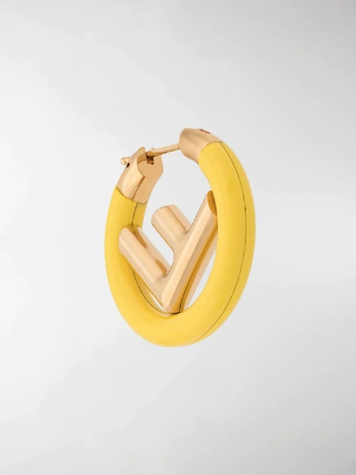 Shop Fendi Mono Logo Earring In Yellow