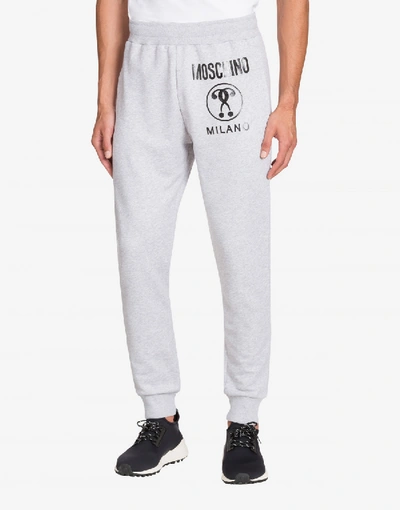 Shop Moschino Cotton Jogging With Double Question Mark Logo In Light Grey