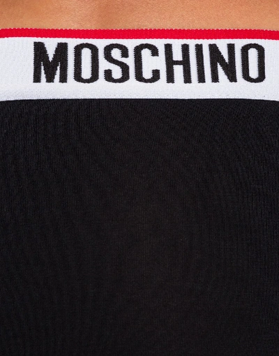 Shop Moschino Set Of 2 Cotton Jersey Slips With Logo In Black
