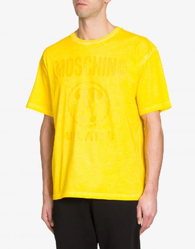 Shop Moschino Jersey T-shirt With Double Question Mark Print In Yellow