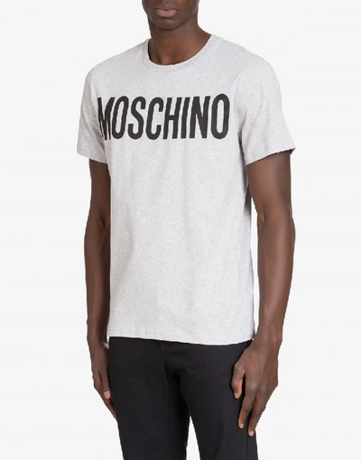 Shop Moschino Cotton T-shirt With Logo Print In Light Grey