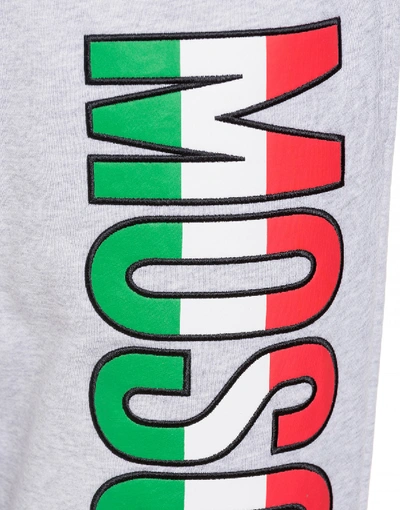 Shop Moschino Fleece Jogging With Italian Logo In Melange Grey