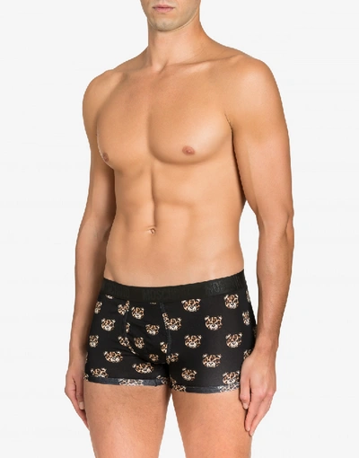 Shop Moschino Boxer With Leopard Teddy Bear In White