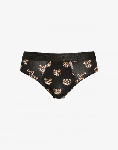 Shop Moschino Briefs With Leopard Teddy Bear In White