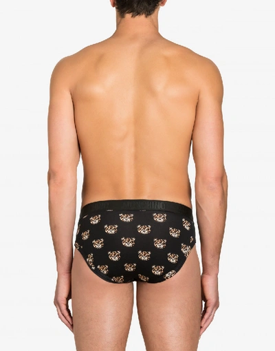 Shop Moschino Briefs With Leopard Teddy Bear In White
