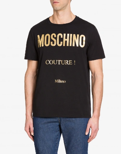 Shop Moschino Jersey T-shirt With Laminated Logo In White