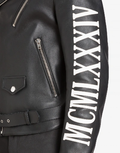 Shop Moschino Mmxix  Leather Biker In Black