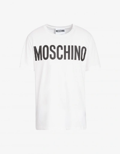Shop Moschino Cotton T-shirt With Logo Print In White
