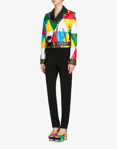 Shop Moschino Biker In Multicolor Nappa In Multicoloured