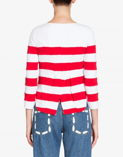 Shop Moschino Striped Jersey T-shirt In Red