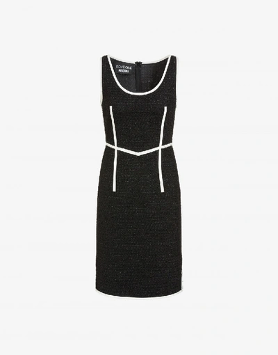 Shop Boutique Moschino Mat Dress With Piping In Black