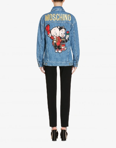 Shop Moschino Chinese New Year Denim Cotton Jacket In Light Blue