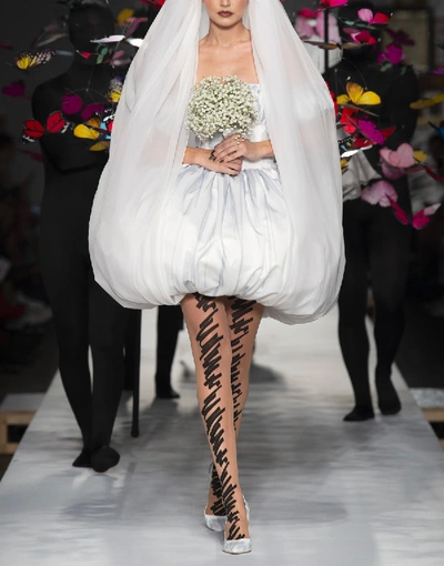 Shop Moschino Brushstroke Duchesse Wedding Dress In White