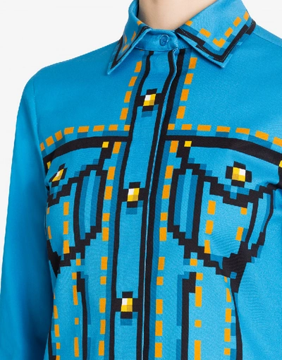 Shop Moschino Poplin Dress Pixel Capsule In Light Blue