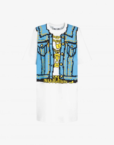 Shop Moschino Cotton Dress Pixel Capsule In White
