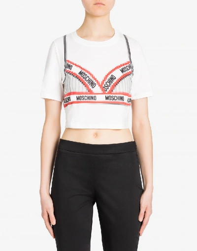 Shop Moschino Cropped T-shirt Pixel Capsule In White