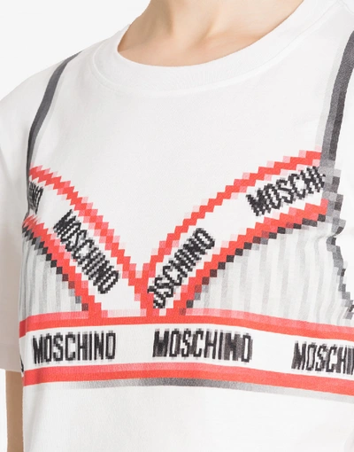 Shop Moschino Cropped T-shirt Pixel Capsule In White