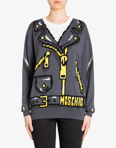 Shop Moschino Sweater Pixel Capsule In Grey