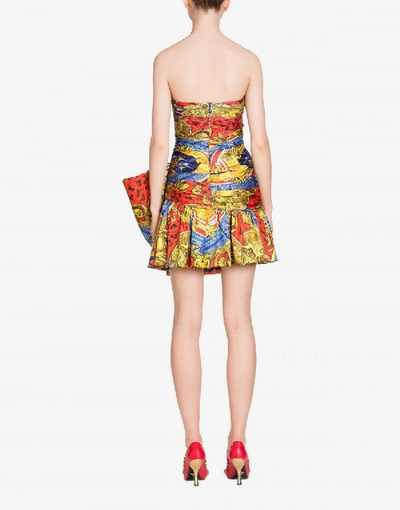 Shop Moschino Roman Scarf Dress With Bow In Multicoloured