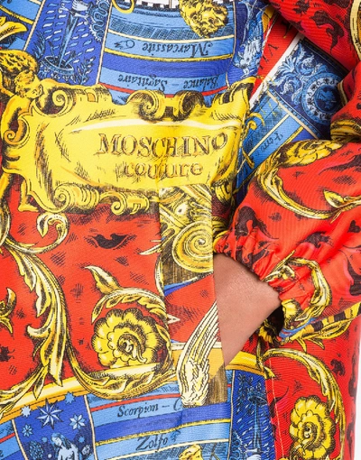 Shop Moschino Roman Scarf Nylon Down Jacket In Multicoloured