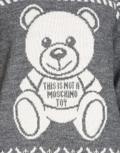 Shop Moschino Fair Isle Teddy Bear Pullover In Grey