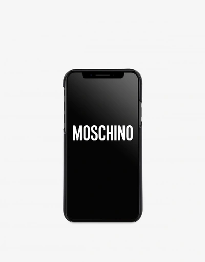 Shop Moschino Iphone X Cover With Tricolor Logo In Black