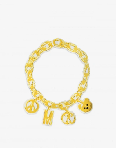 Shop Moschino Necklace Pixel Capsule In Yellow