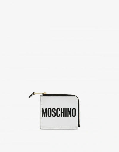 Shop Moschino Leather Wallet With Logo In White