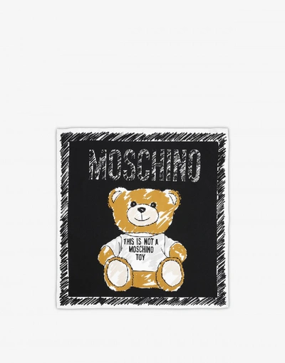 Shop Moschino Foulard With Brushstroke Teddy Bear In White