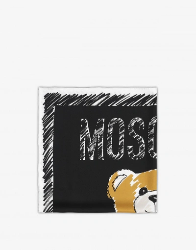 Shop Moschino Foulard With Brushstroke Teddy Bear In White