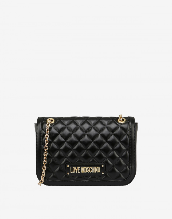 moschino black leather shoulder bag