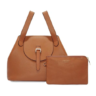 Shop Meli Melo Thela Medium Tan Brown Leather With Zip Closure Tote Bag For Women