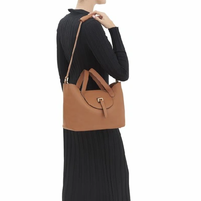 Shop Meli Melo Thela Medium Tan Brown Leather With Zip Closure Tote Bag For Women