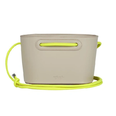 Shop Meli Melo Elsie Porcelain Solid White & Neon Yellow Leather Cross Body Bag For Women In Solid White & Yellow