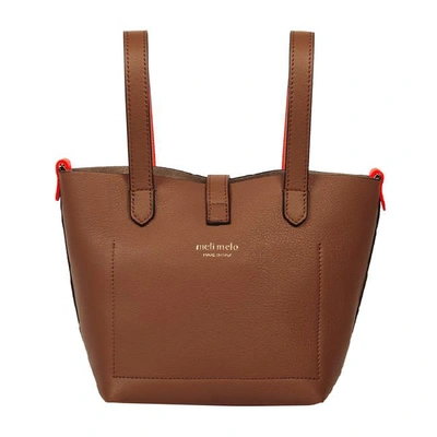 Shop Meli Melo Thela Shopper Mini Tan & Neon Orange In Tan & Orange Neon