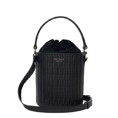 Shop Meli Melo Santina Black Woven Bucket Bag For Women