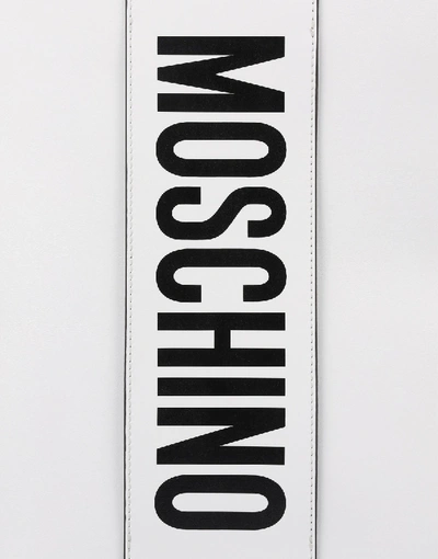 Shop Moschino Leather Clutch Backpack In White