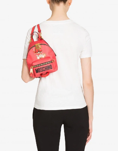 Shop Moschino Roman Teddy Bear Mini Backpack In Red