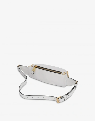 Shop Moschino Leather Waist Bag With Logo In White